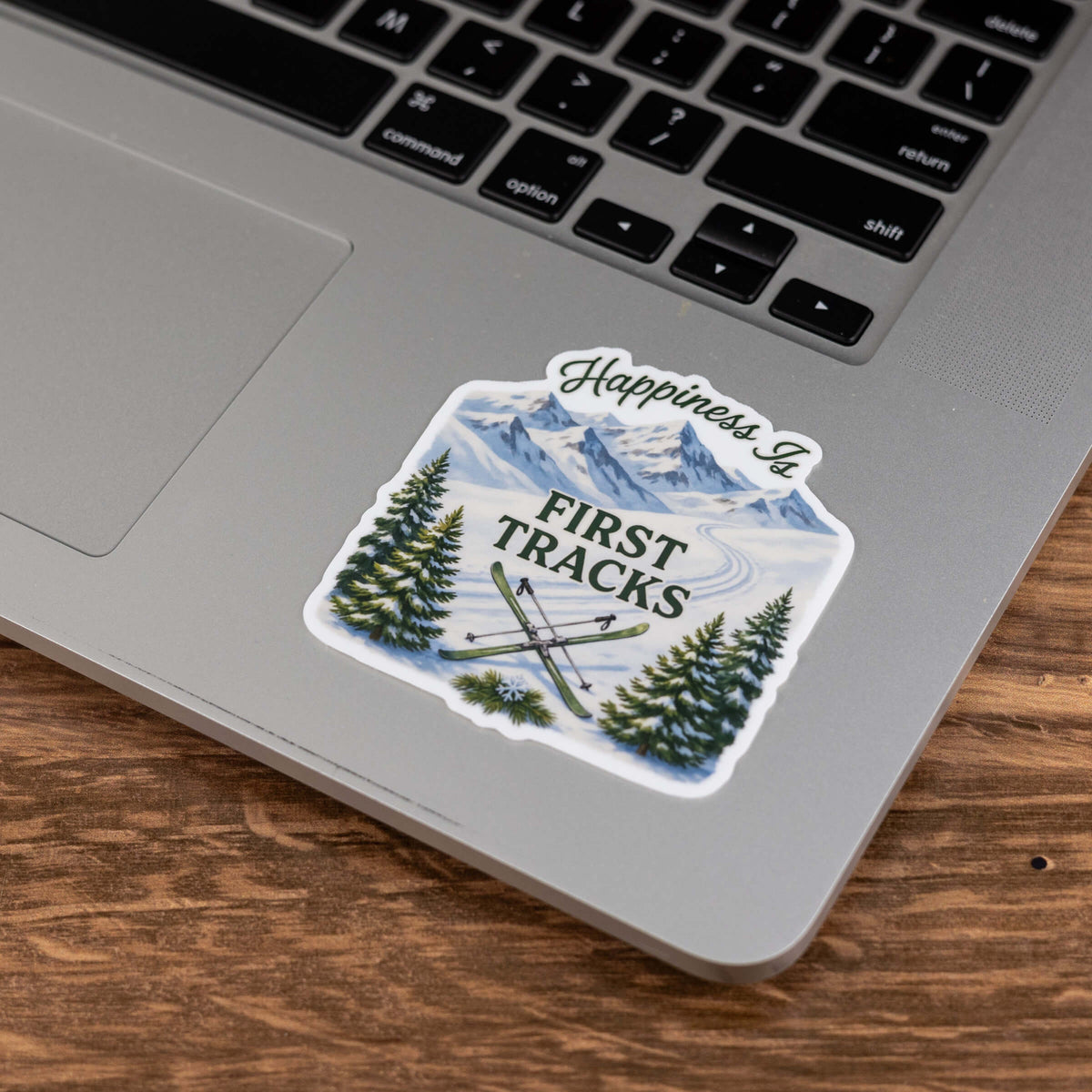 Happiness Is First Tracks Ski Sticker