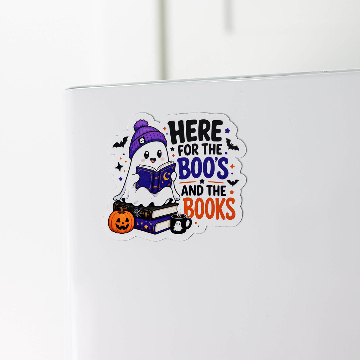 Here for the Boos and the Books Halloween Magnet