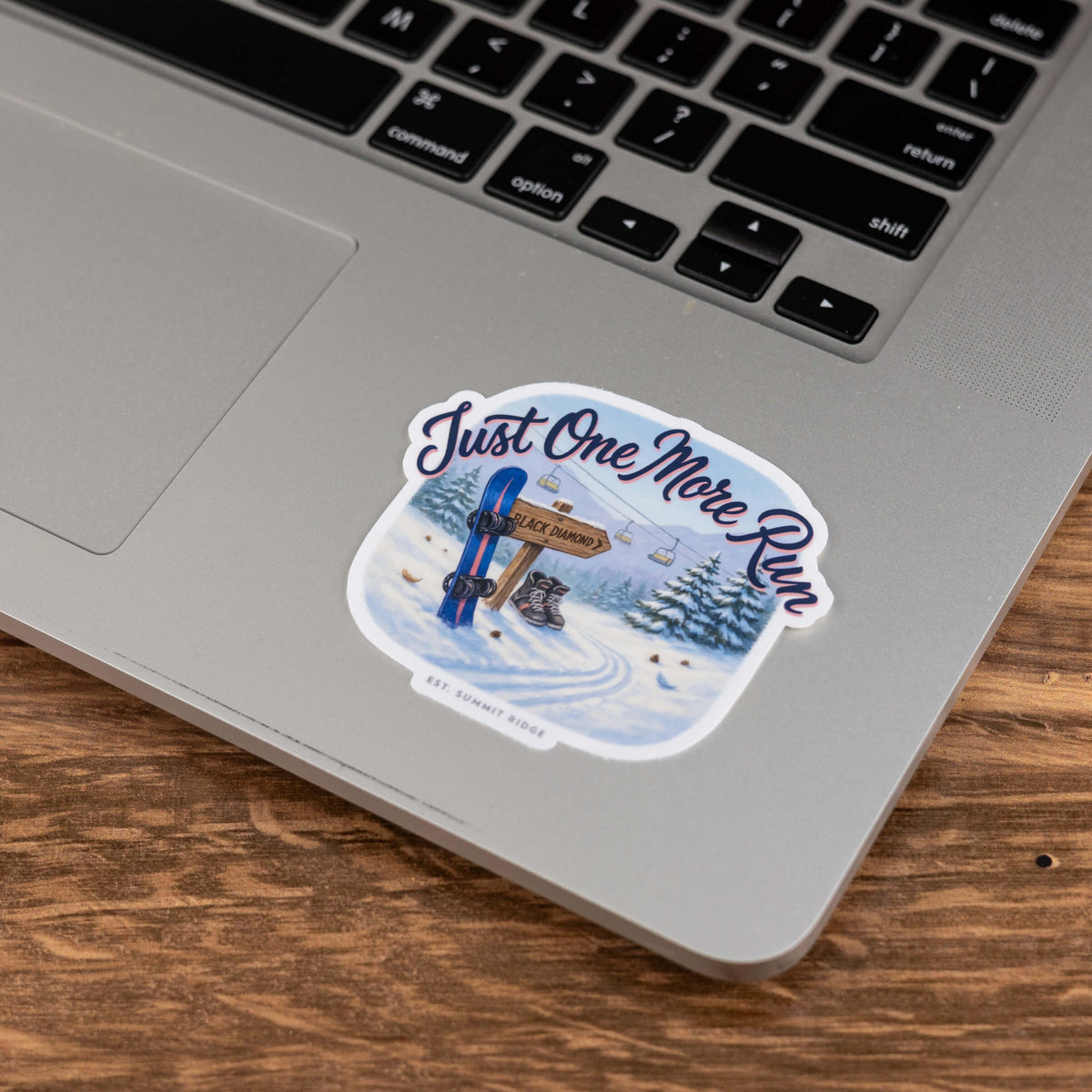 Just One More Run Snowboard Sticker