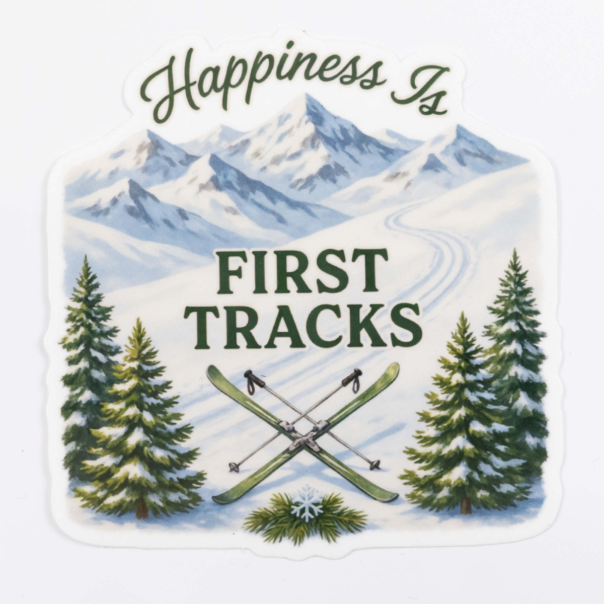 Happiness Is First Tracks Ski Sticker