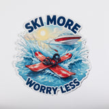 Ski More Worry Less Water Skiing Sticker