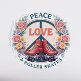 Peace, Love & Roller Skates Floral Sticker