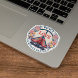 Peace, Love & Roller Skates Floral Sticker